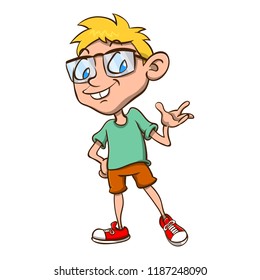 Geek Boy Mascot Greetings Cartoon Vector Stock Vector (Royalty Free ...