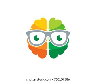 Geek Brain Icon Logo Design Element