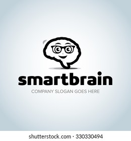 Geek brain logo. Smart Brain Logo design vector template. Generate idea. Brainstorming logotype concept icon. Vector illustration.