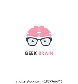 Geek Brain Logo Symbol Design Template Flat Style Vector