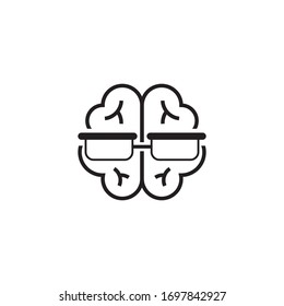 Diseño de icono vectorial de la plantilla de logotipo del cerebro geek