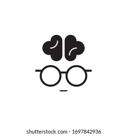 Diseño de icono vectorial de la plantilla de logotipo del cerebro geek