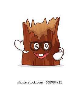 Geek broken tree cartoon character vector illustration