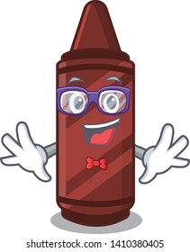 Geek brown crayon isolated with the mascot