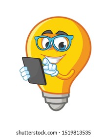 geek bulb cartoon mascot character vector design