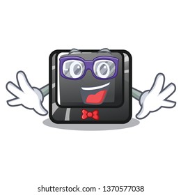 Geek button D isolated in the cartoon