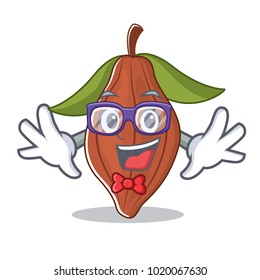 Geek cacao bean character cartoon