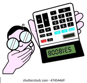 Geek with calculator