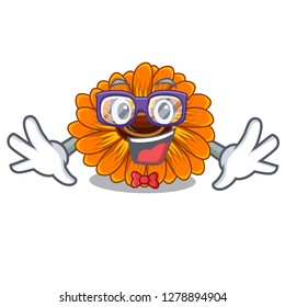 Geek calendula flowers in a cartoon basket