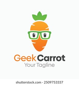 Modelo de design de logotipo de cenoura geek. Bom para negócios, agência, comunidade e organização