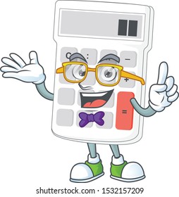 Geek cartoon calculator white for calculate tool.