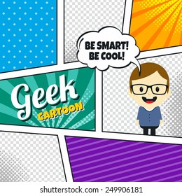geek cartoon character comic book template