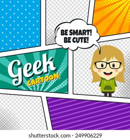 geek cartoon character comic book template