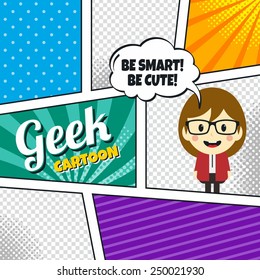 geek cartoon character comic book template