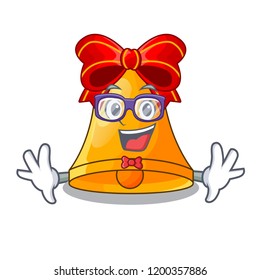 Geek cartoon christmas bells with red bow
