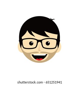 geek cartoon expression face male guy man vector art illustration