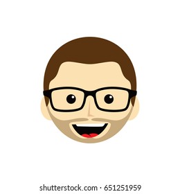 geek cartoon expression face male guy man vector art illustration