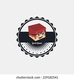 geek cartoon label