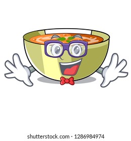 Geek Cartoon lentil soup ready to served