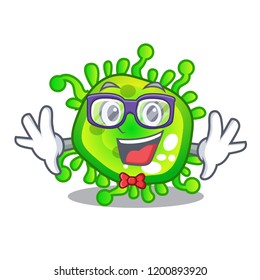 Geek cartoon microba virus bacteria in body
