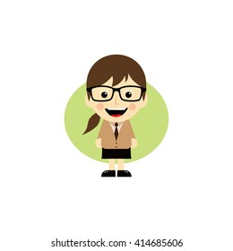 geek cartoon nerd girl character