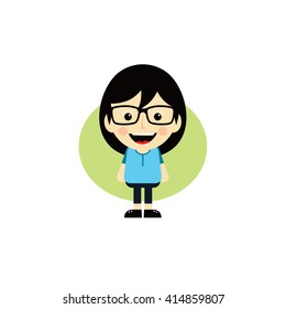geek cartoon nerd girl character