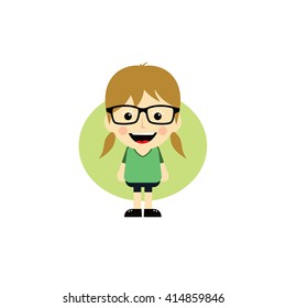 geek cartoon nerd girl character
