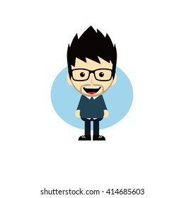 geek cartoon nerd guy character