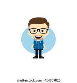 geek cartoon nerd guy character