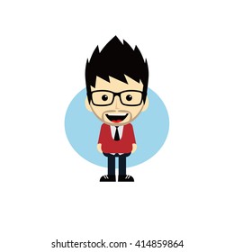 geek cartoon nerd guy character