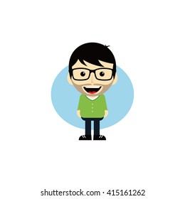 geek cartoon nerd guy character