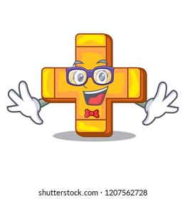 Geek cartoon plus sign logo concept health