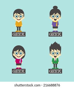 geek cartoon set