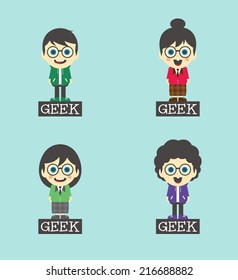 geek cartoon set