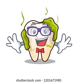 Geek cartoon unhealthy decayed teeth in mouth
