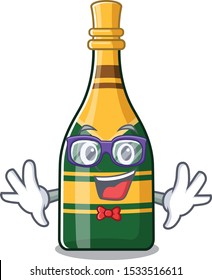 Geek champagne bottle poured in cartoon glasses