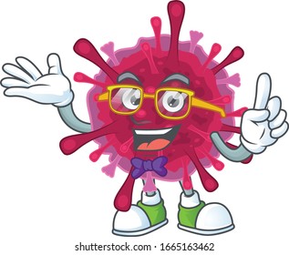 The Geek character of amoeba coronaviruses mascot design