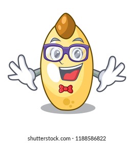 Geek character brown cedar nut fruit on plate