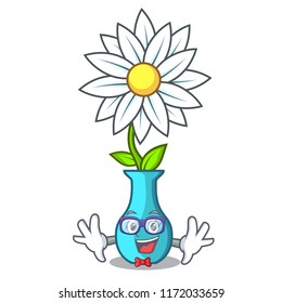 Geek character cartoon glass vase with flowers