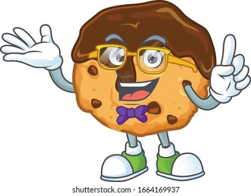 The Geek character of chocolate chips with cream mascot design