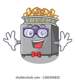 Geek character deep fryer on restaurant kitchen