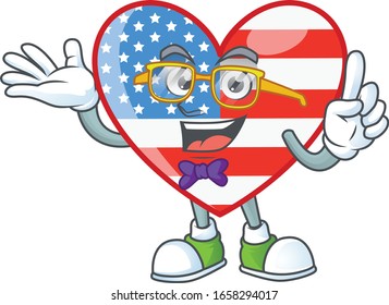 The Geek character of independence day love mascot design