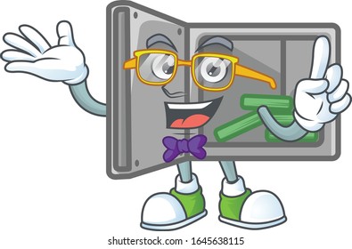 The Geek character of security box open mascot design