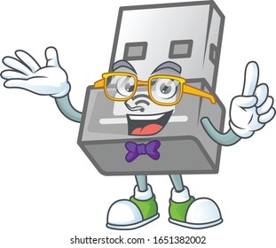 El carácter geek del diseño de la mascota del adaptador inalámbrico USB