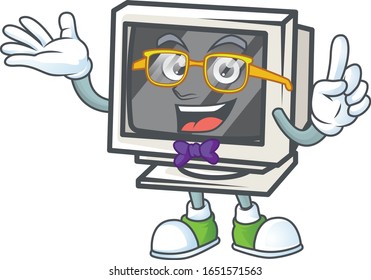 The Geek character of vintage monitor mascot design