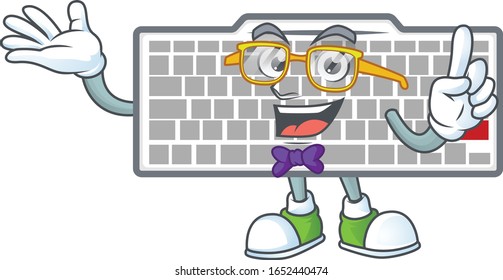The Geek character of white keyboard mascot design