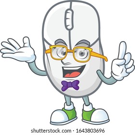 The Geek character of white mouse mascot design