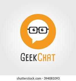 Geek Chat Logo Design. Logo template - nerd, Forum, Community, society.