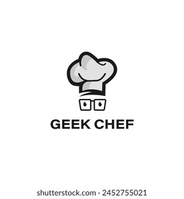 Geek Chef, hat and glasses Logo Symbol Design Template Flat Style Vector
