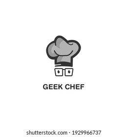 Símbolo del logotipo del chef Geek Plantilla de diseño Vector de estilo plano